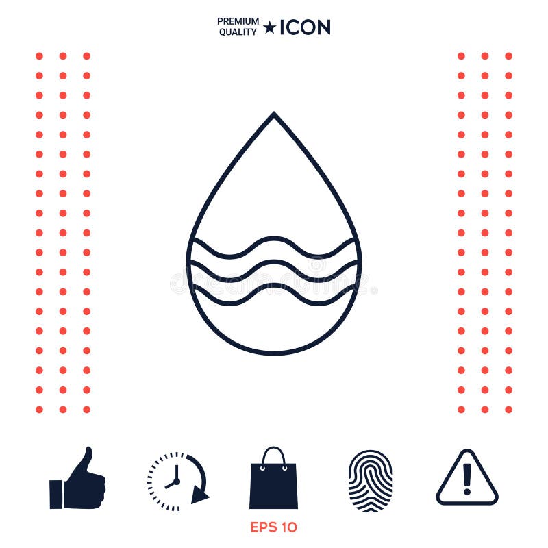 Linha de gota ícone com ondas ilustração stock