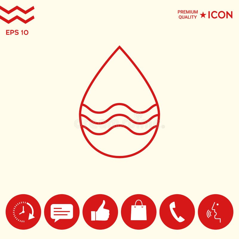 Linha de gota ícone com ondas ilustração royalty free