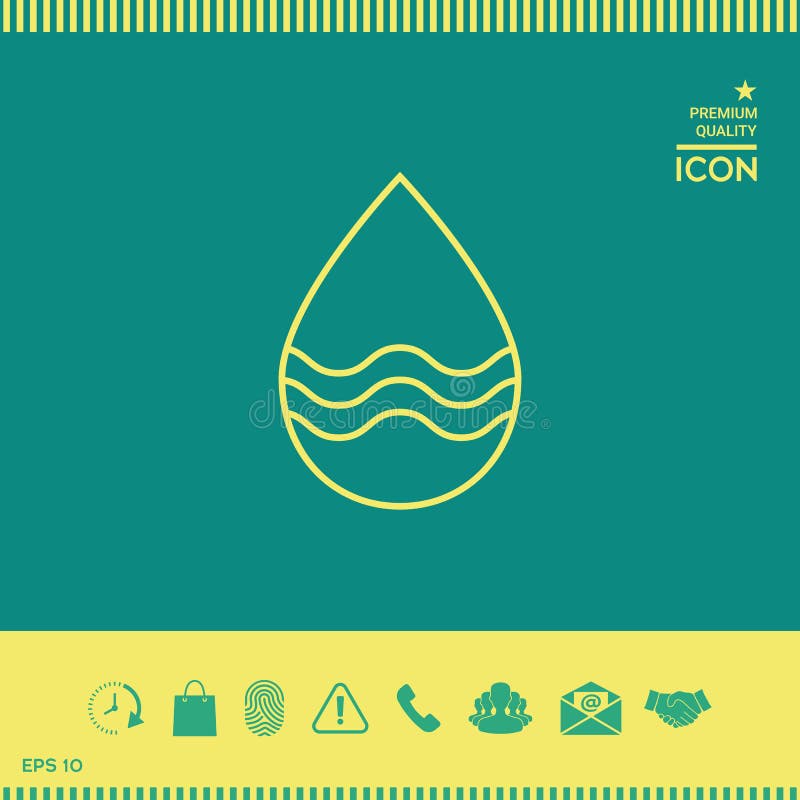 Linha de gota ícone com ondas ilustração stock