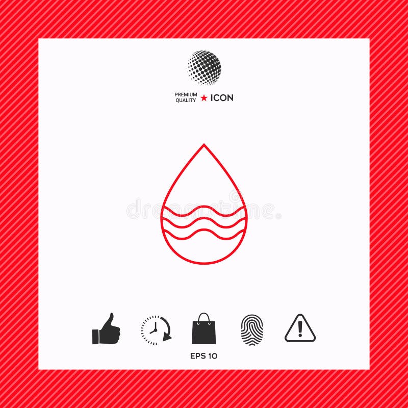 Linha de gota ícone com ondas ilustração stock