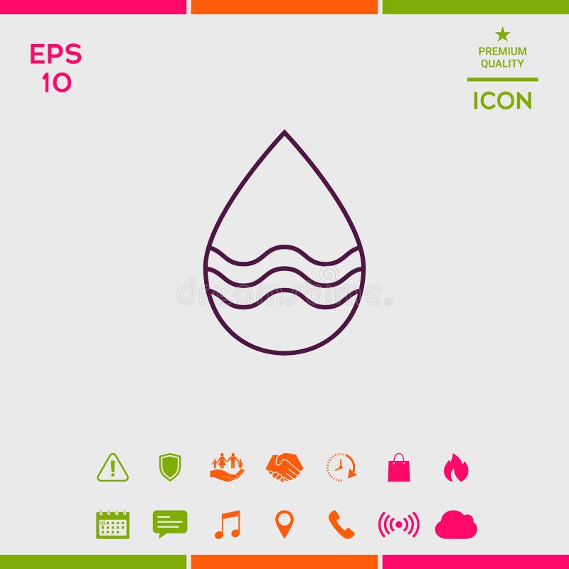 Linha de gota ícone com ondas ilustração stock