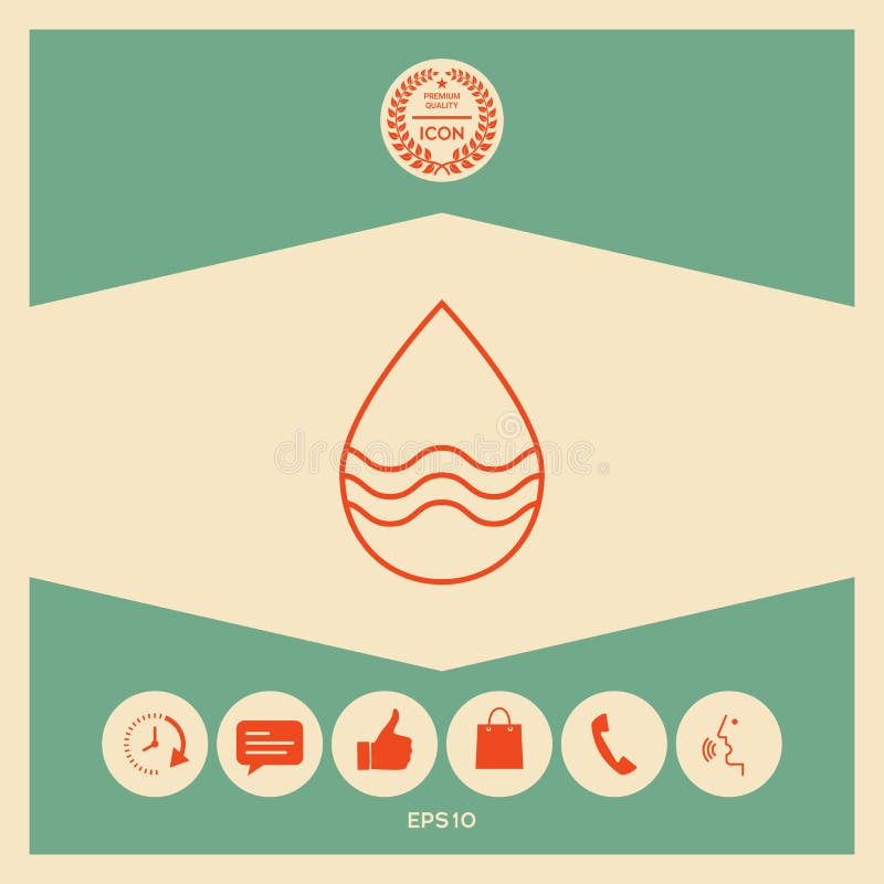 Linha de gota ícone com ondas ilustração do vetor