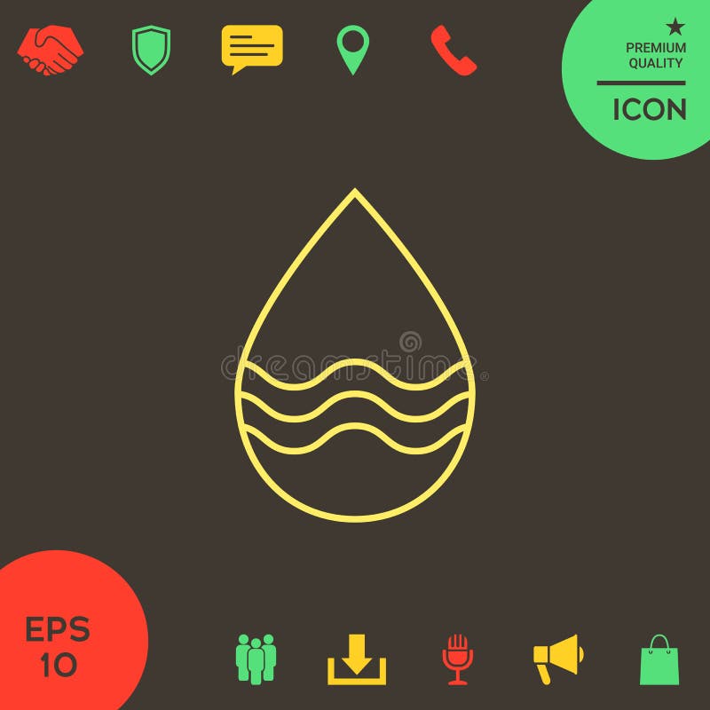 Linha de gota ícone com ondas ilustração royalty free
