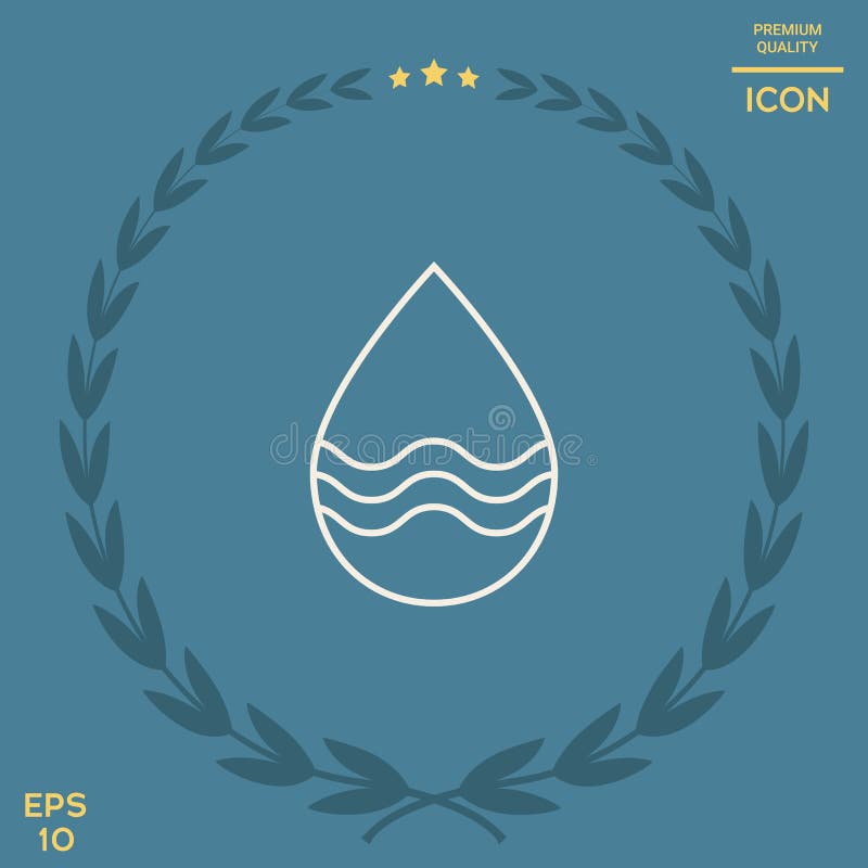 Linha de gota ícone com ondas ilustração stock