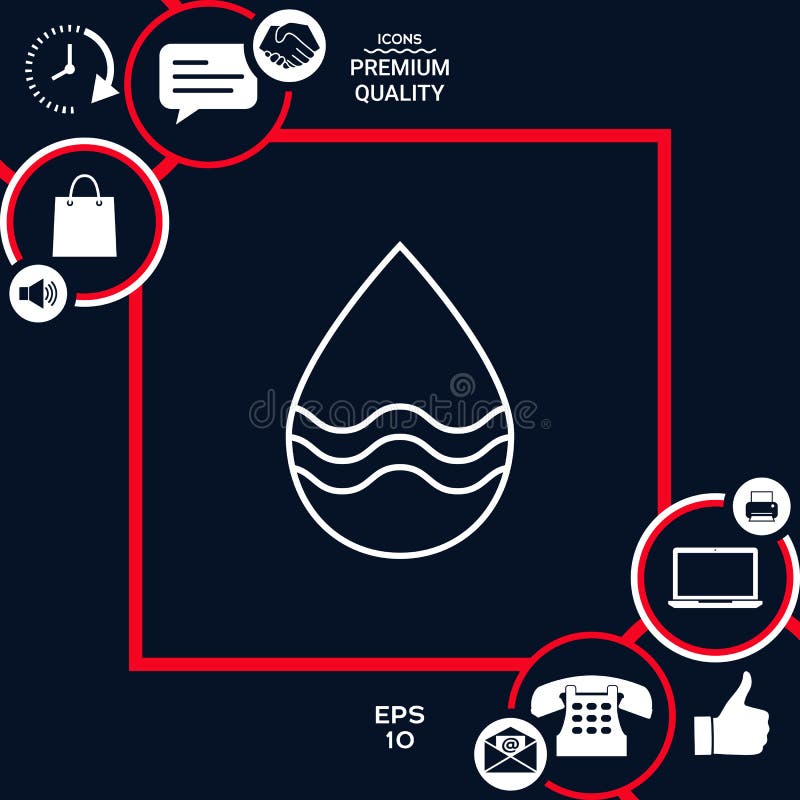 Linha de gota ícone com ondas ilustração do vetor