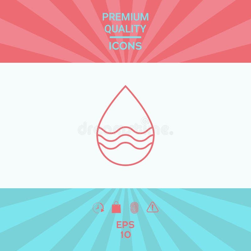 Linha de gota ícone com ondas ilustração stock