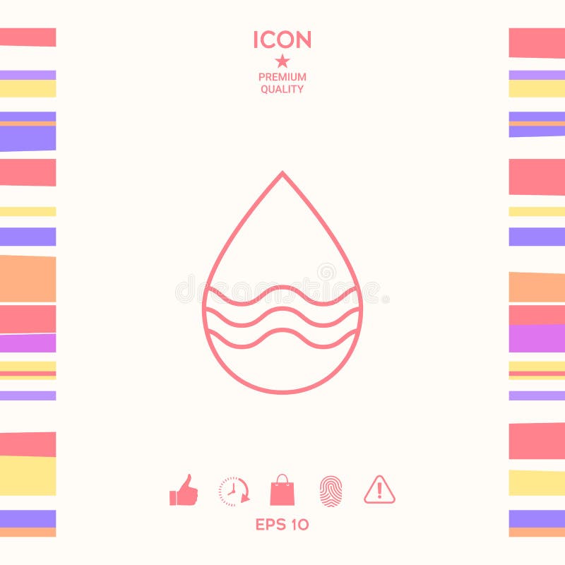 Linha de gota ícone com ondas ilustração do vetor