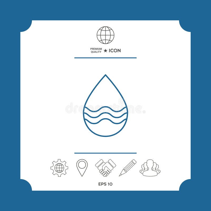 Linha de gota ícone com ondas ilustração royalty free