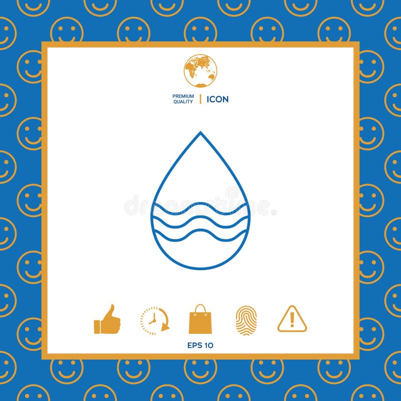 Linha de gota ícone com ondas ilustração royalty free