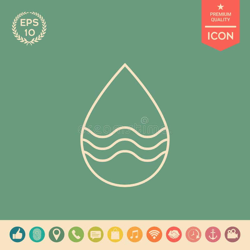 Linha de gota ícone com ondas ilustração do vetor