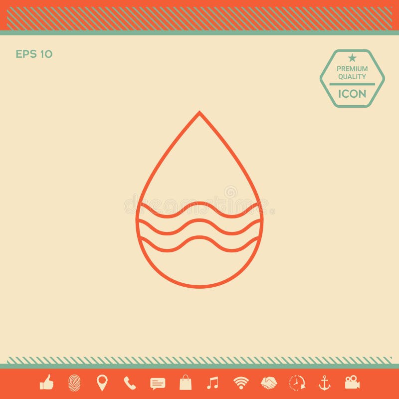 Linha de gota ícone com ondas ilustração stock