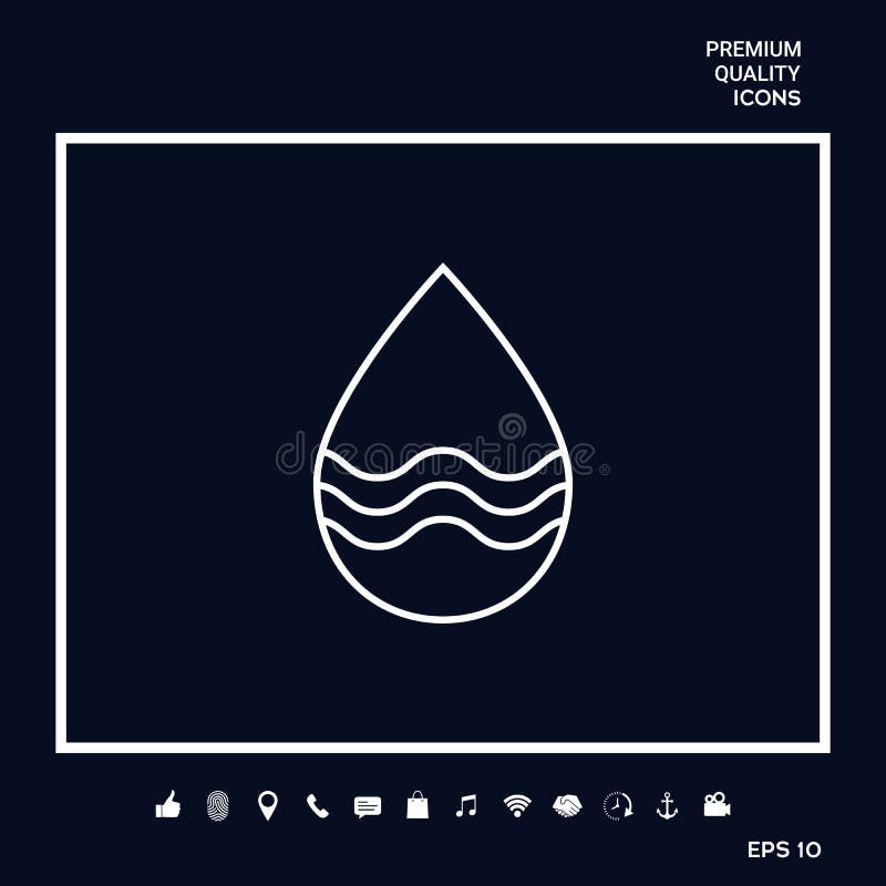 Linha de gota ícone com ondas ilustração stock