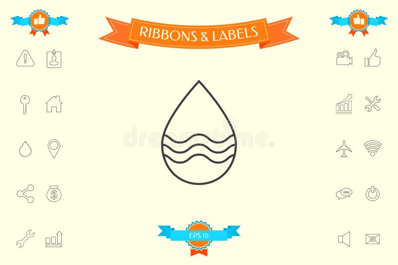 Linha de gota ícone com ondas ilustração stock