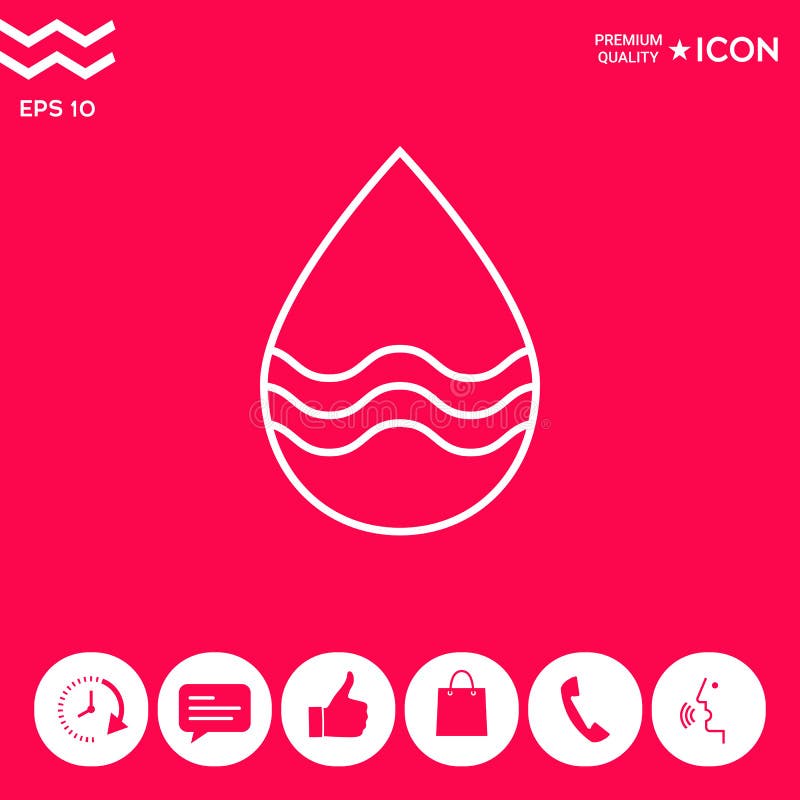 Linha de gota ícone com ondas ilustração stock