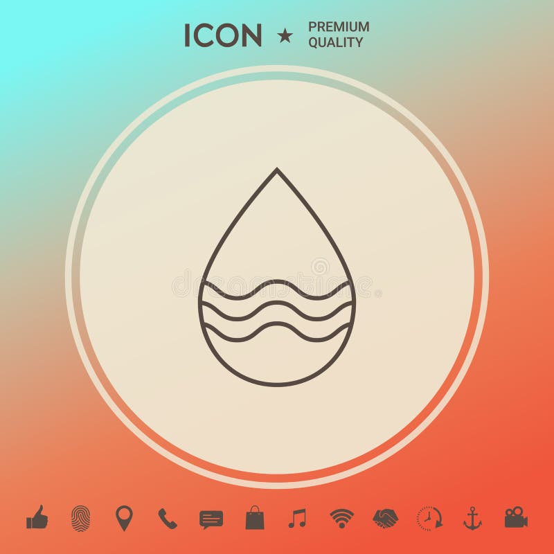 Linha de gota ícone com ondas ilustração do vetor