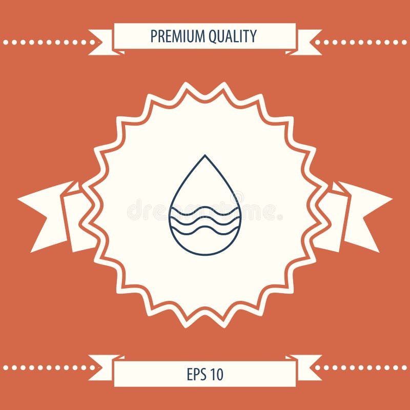 Linha de gota ícone com ondas ilustração do vetor