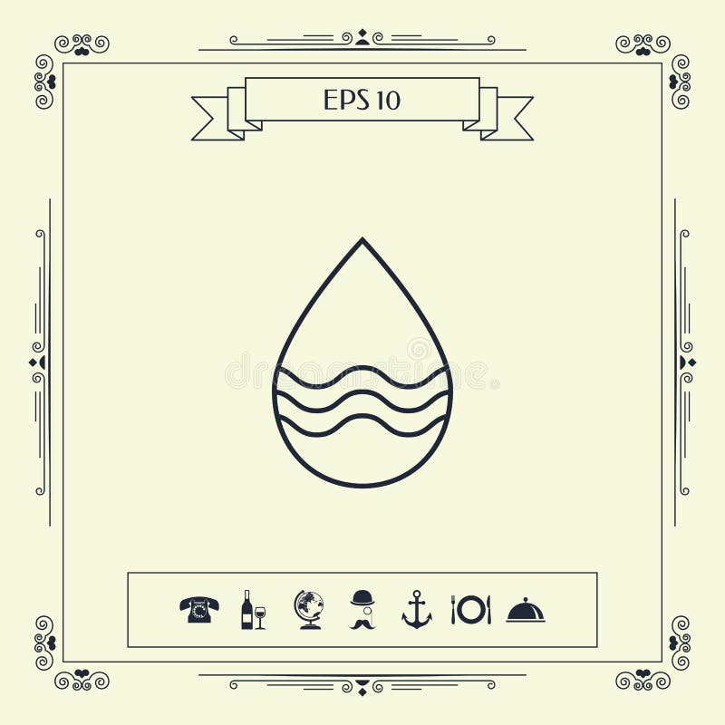 Linha de gota ícone com ondas ilustração do vetor