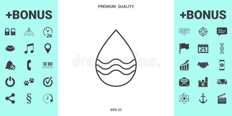 Linha de gota ícone com ondas ilustração royalty free