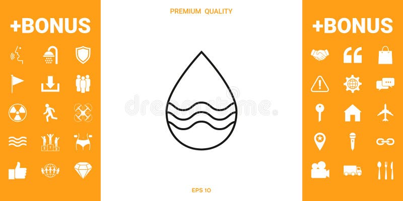 Linha de gota ícone com ondas ilustração do vetor