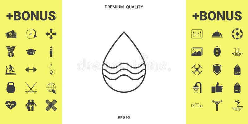 Linha de gota ícone com ondas ilustração do vetor