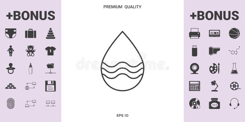 Linha de gota ícone com ondas ilustração do vetor