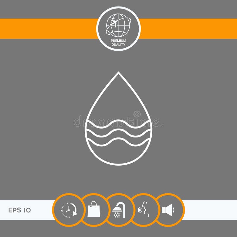 Linha de gota ícone com ondas ilustração royalty free