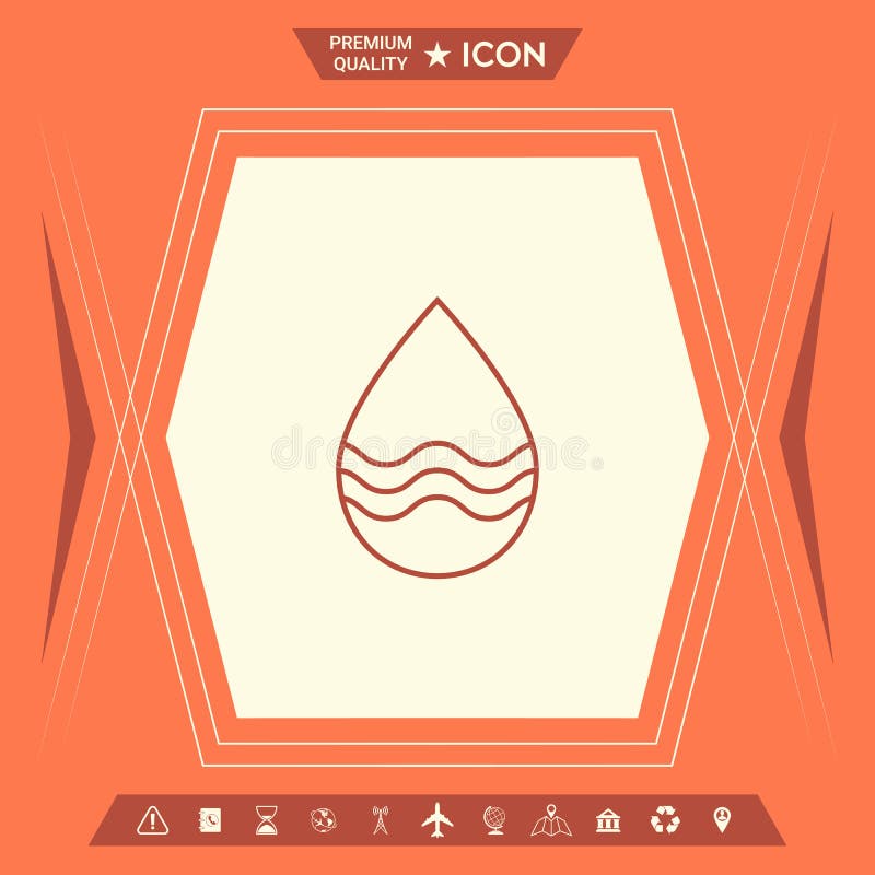 Linha de gota ícone com ondas ilustração do vetor