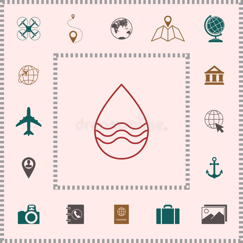 Linha de gota ícone com ondas ilustração do vetor