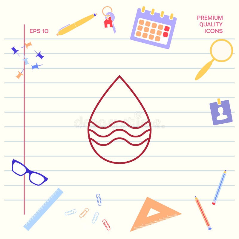 Linha de gota ícone com ondas ilustração do vetor