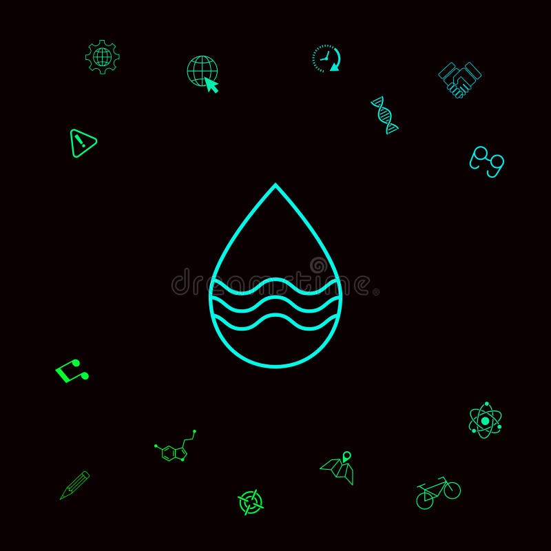 Linha de gota ícone com ondas ilustração royalty free