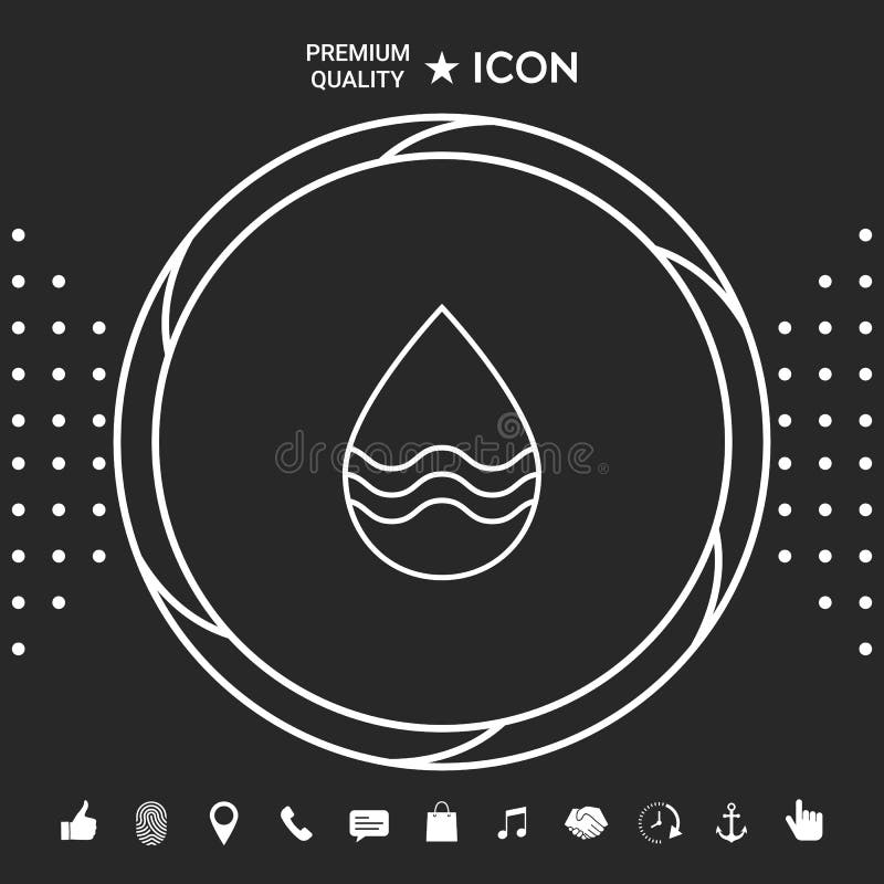 Linha de gota ícone com ondas ilustração royalty free