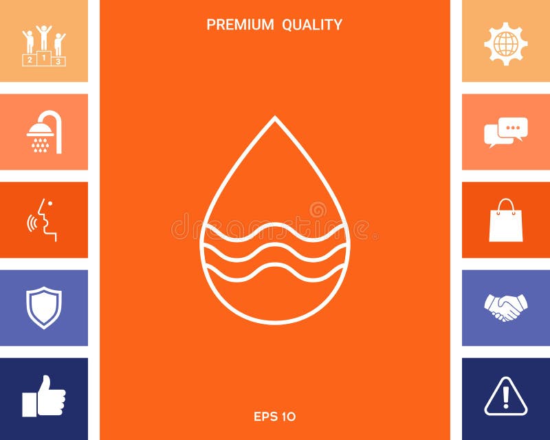 Linha de gota ícone com ondas ilustração royalty free