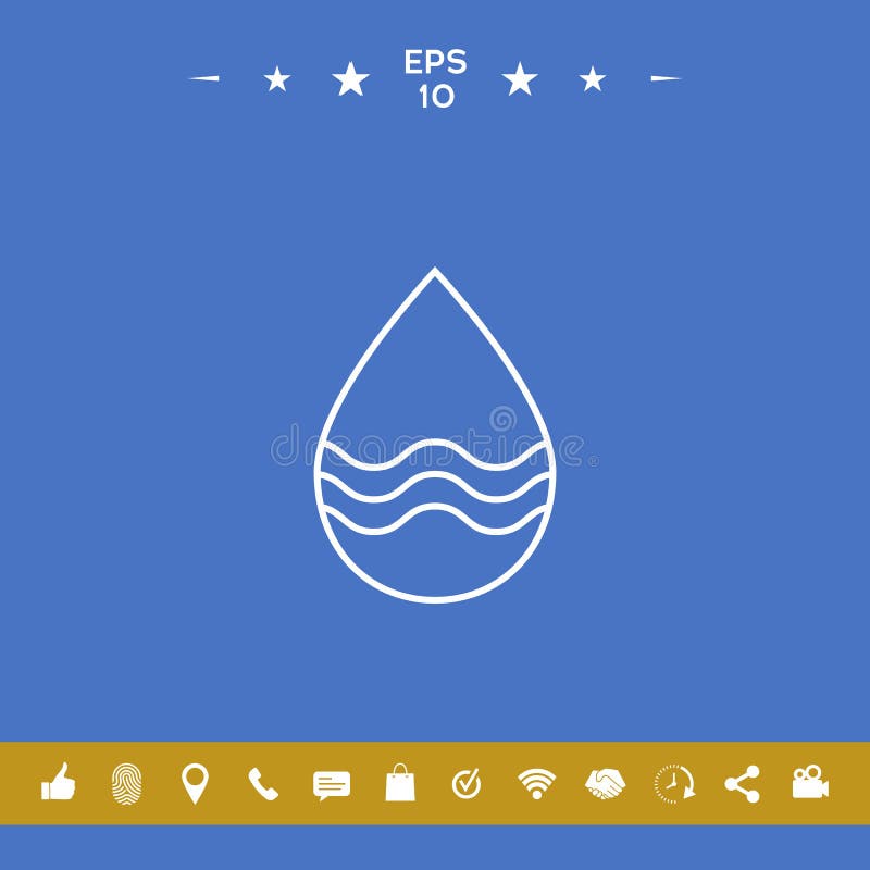 Linha de gota ícone com ondas ilustração do vetor