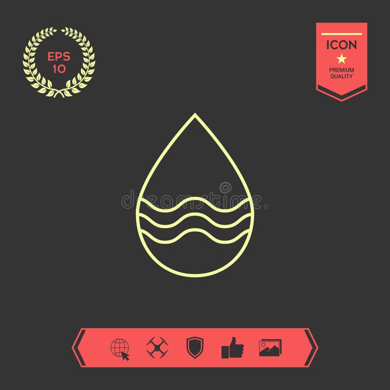 Linha de gota ícone com ondas Elementos gráficos para seu projeto ilustração royalty free