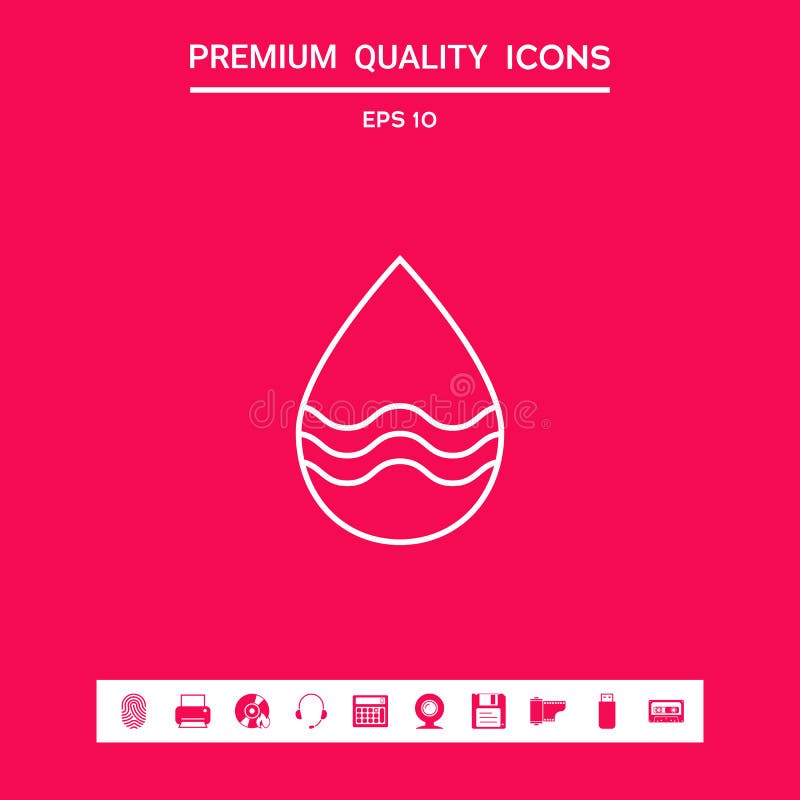 Linha de gota ícone com ondas Elementos gráficos para seu projeto ilustração do vetor