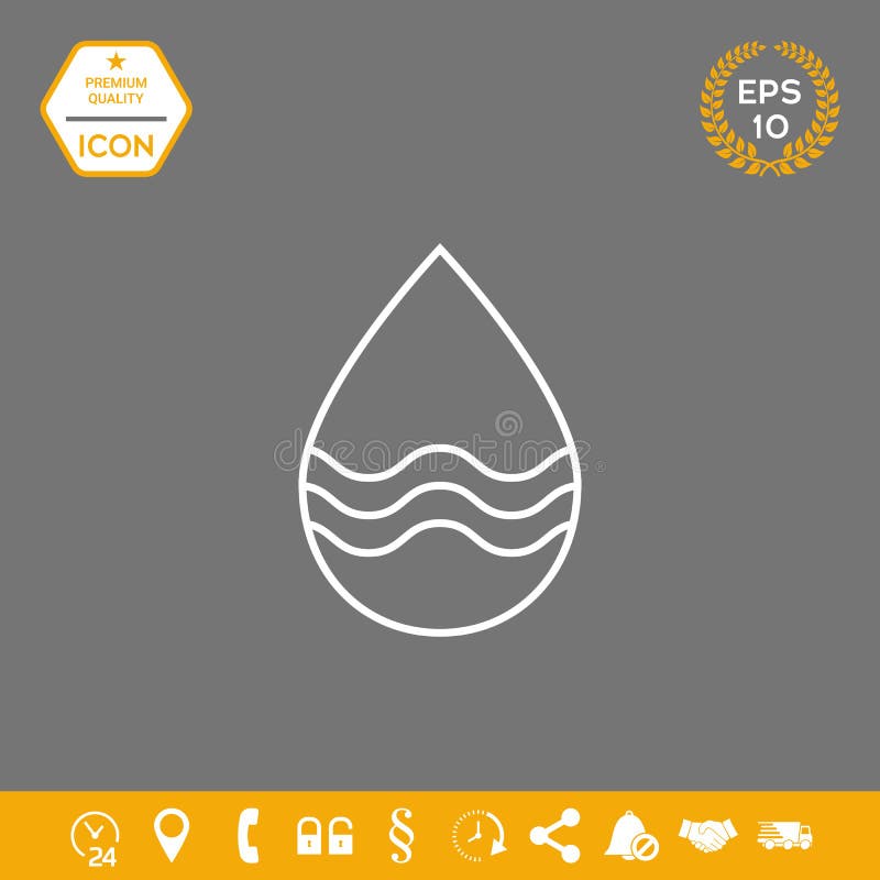 Linha de gota ícone com ondas Elementos gráficos para seu projeto ilustração stock