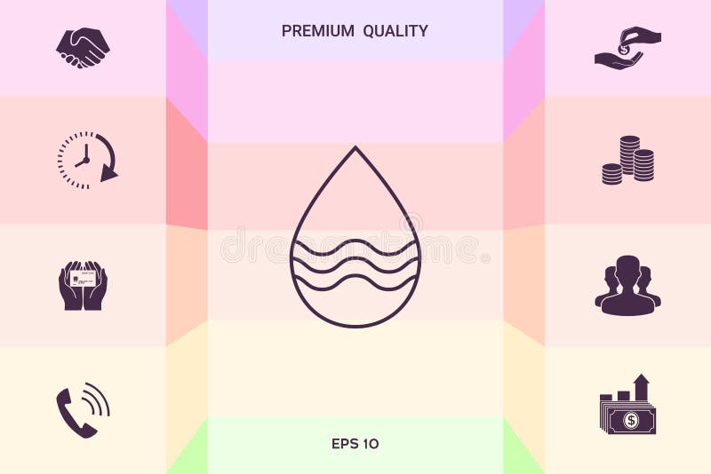 Linha de gota ícone com ondas Elementos gráficos para seu projeto ilustração stock