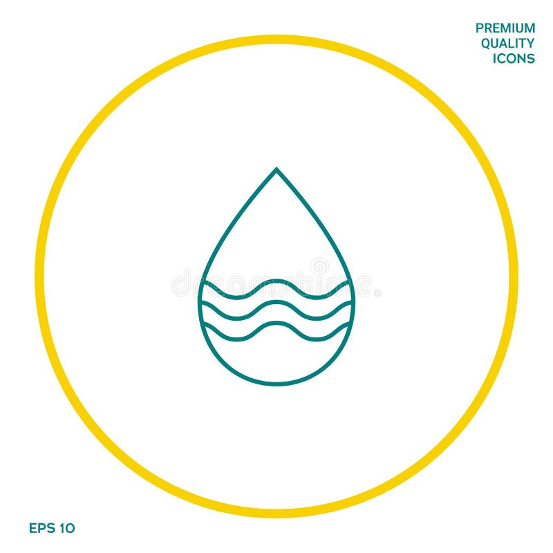 Linha de gota ícone com ondas Elementos gráficos para seu projeto ilustração stock