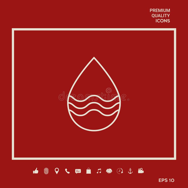 Linha de gota ícone com ondas Elementos gráficos para seu projeto ilustração do vetor
