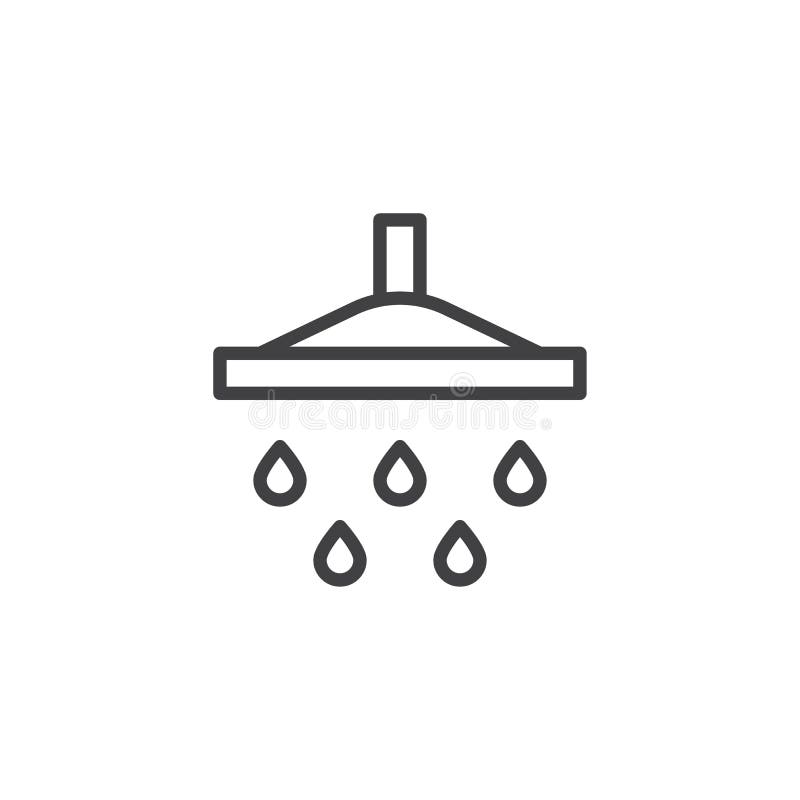 Ícone de linha de chuveiro e gota de água ilustração stock