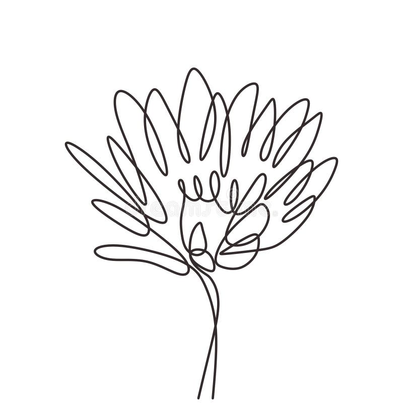 Linha de minimalismo do vetor de desenho de linha única contínua da flor Símbolo de beleza da arte