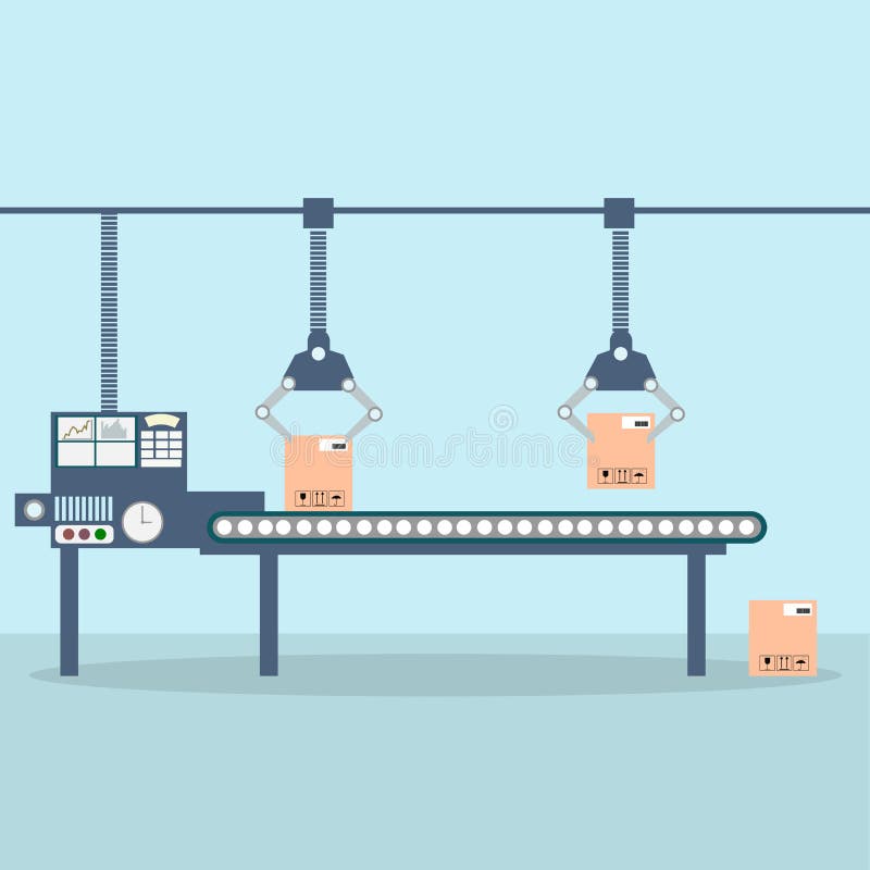 Linha de produção da correia transportadora para a indústria ilustração royalty free Linha de produção da correia transportadora para a indústria ilustração royalty free