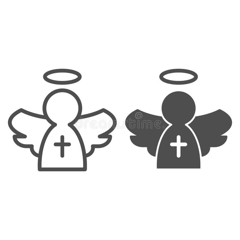 Linha do anjo e ícone do glyph Ilustração do vetor do brinquedo do Natal isolada no branco Anjo com projeto transversal do estilo ilustração stock Linha do anjo e ícone do glyph Ilustração do vetor do brinquedo do Natal isolada no branco Anjo com projeto transversal do estilo ilustração stock