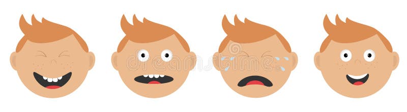 Linha do grupo da cara do bebê Emoções diferentes Gritando, gritando, feliz, sorrindo, cabeça surpreendida, de riso, rasgos Desen ilustração royalty free Linha do grupo da cara do bebê Emoções diferentes Gritando, gritando, feliz, sorrindo, cabeça surpreendida, de riso, rasgos Desen ilustração royalty free