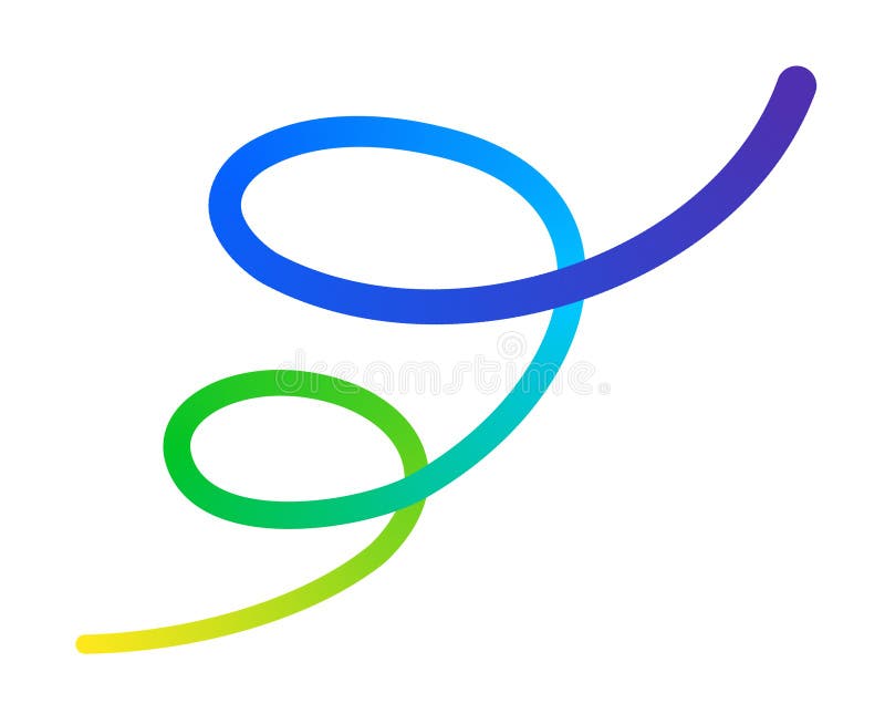 Linha espiral colorida com gradiente e movimento fluido isolada sobre fundo branco ilustração do vetor