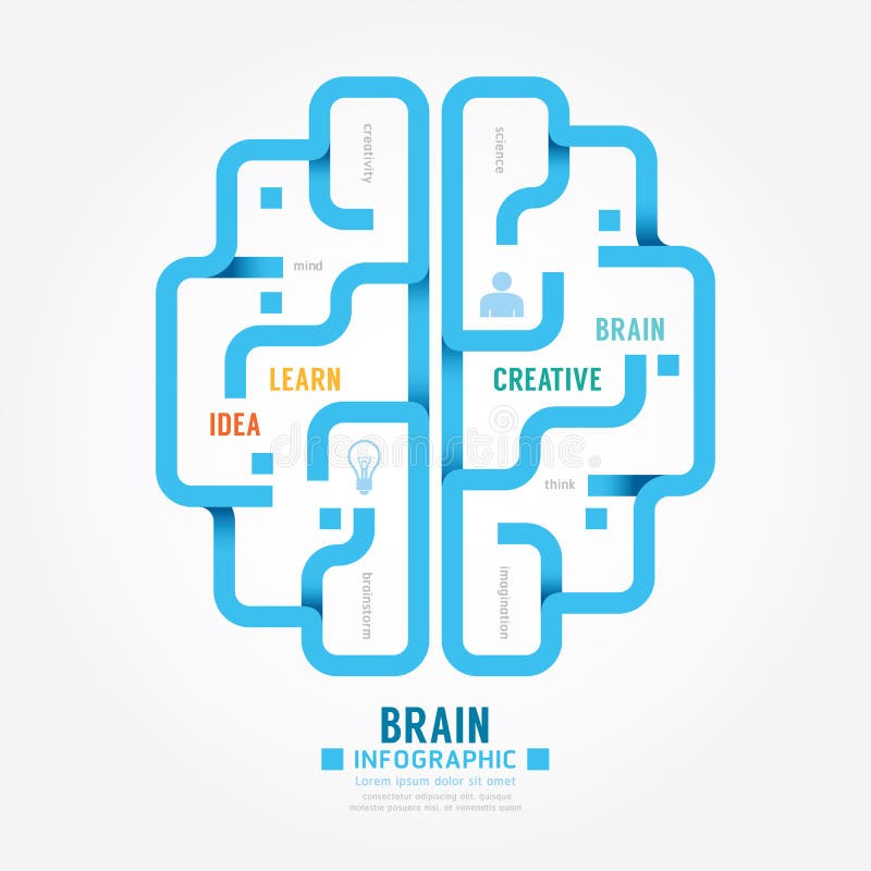 Linha estilo t do diagrama do projeto do cérebro do papel azul do vetor de Infographics ilustração royalty free Linha estilo t do diagrama do projeto do cérebro do papel azul do vetor de Infographics ilustração royalty free