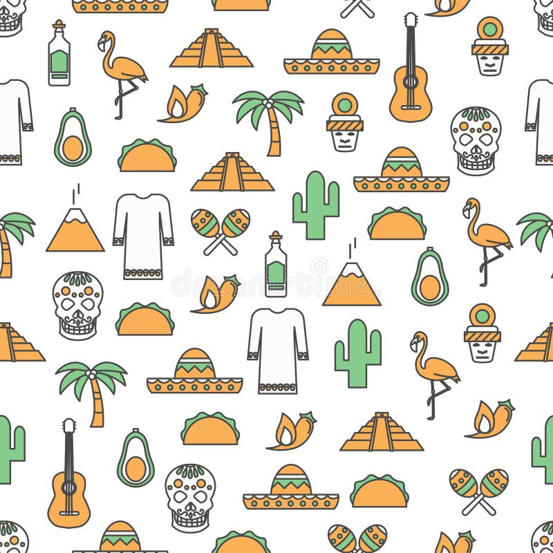 Linha fina teste padrão sem emenda do vetor de México da arte ilustração royalty free Linha fina teste padrão sem emenda do vetor de México da arte ilustração royalty free