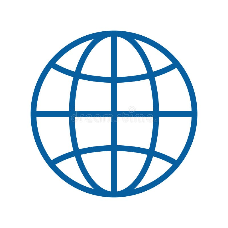 Linha fina ícone do globo Ilustração do vetor Internet, viajando, geografia, comunicações, assuntos da tecnologia