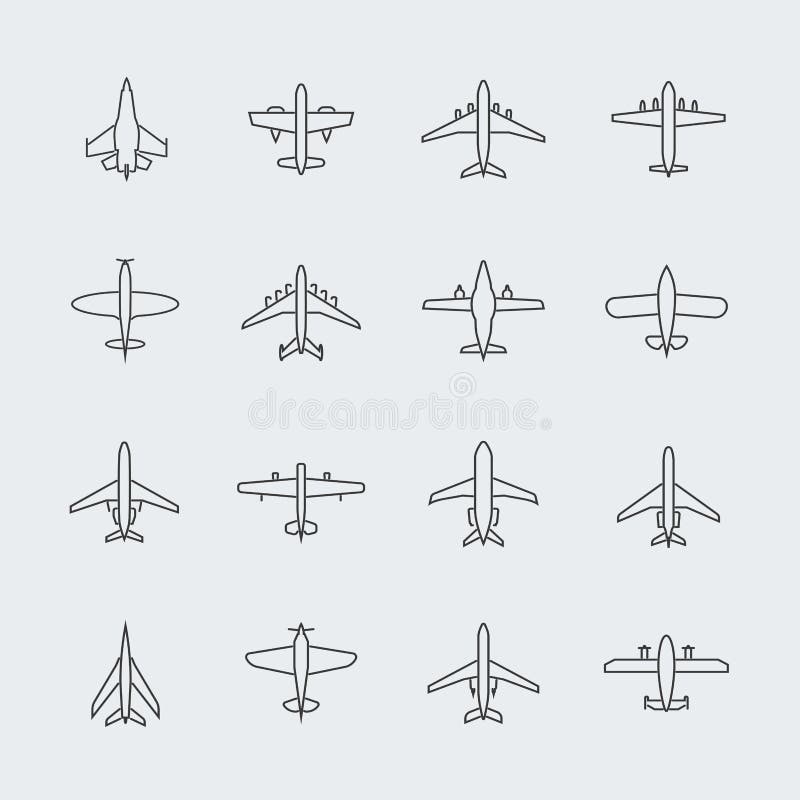 A linha fina ícones e vetor da aviação de planos linear dos aviões assina ilustração royalty free A linha fina ícones e vetor da aviação de planos linear dos aviões assina ilustração royalty free