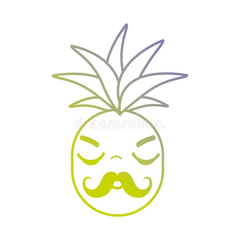 Linha fruto irritado bonito do abacaxi do kawaii ilustração do vetor Linha fruto irritado bonito do abacaxi do kawaii ilustração do vetor